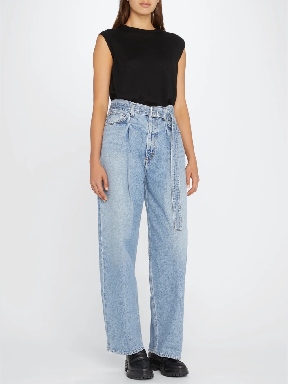 AGOLDE Belted Baggy Pleated Wide Leg Jeans size 28